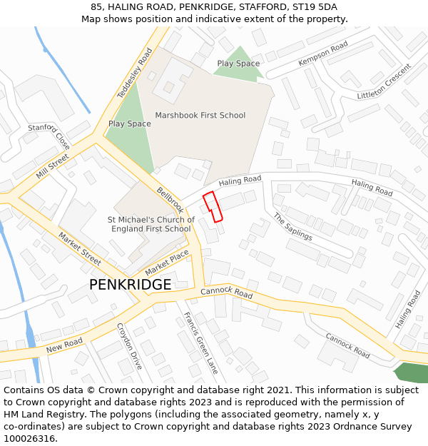 85, HALING ROAD, PENKRIDGE, STAFFORD, ST19 5DA: Location map and indicative extent of plot