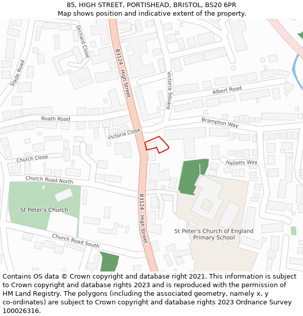 85, HIGH STREET, PORTISHEAD, BRISTOL, BS20 6PR: Location map and indicative extent of plot