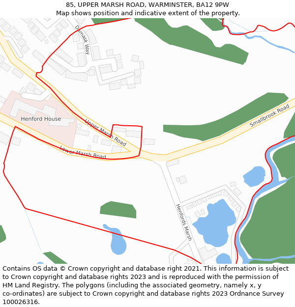 85, UPPER MARSH ROAD, WARMINSTER, BA12 9PW: Location map and indicative extent of plot