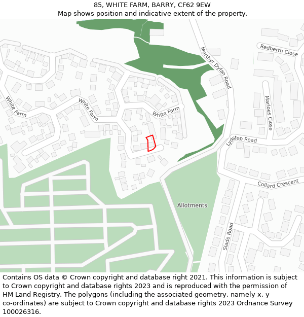 85, WHITE FARM, BARRY, CF62 9EW: Location map and indicative extent of plot