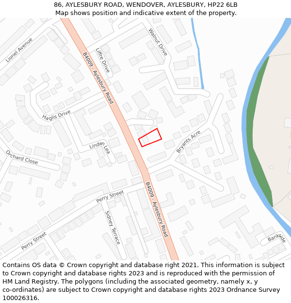86, AYLESBURY ROAD, WENDOVER, AYLESBURY, HP22 6LB: Location map and indicative extent of plot