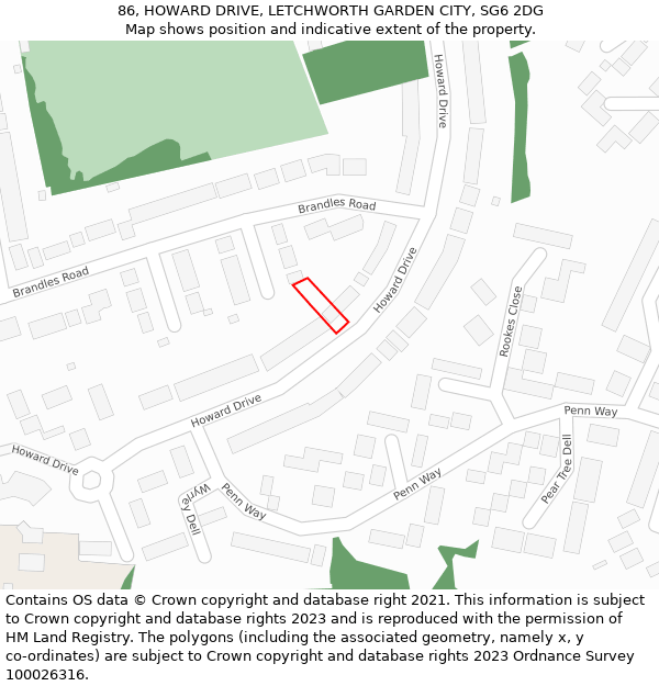 86, HOWARD DRIVE, LETCHWORTH GARDEN CITY, SG6 2DG: Location map and indicative extent of plot