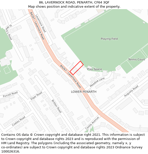 86, LAVERNOCK ROAD, PENARTH, CF64 3QF: Location map and indicative extent of plot