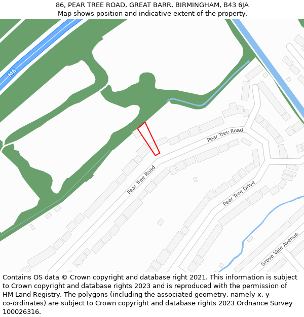 86, PEAR TREE ROAD, GREAT BARR, BIRMINGHAM, B43 6JA: Location map and indicative extent of plot