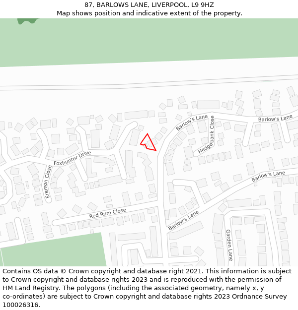 87, BARLOWS LANE, LIVERPOOL, L9 9HZ: Location map and indicative extent of plot