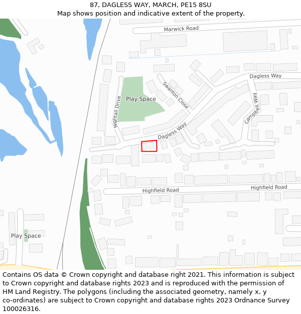 87, DAGLESS WAY, MARCH, PE15 8SU: Location map and indicative extent of plot