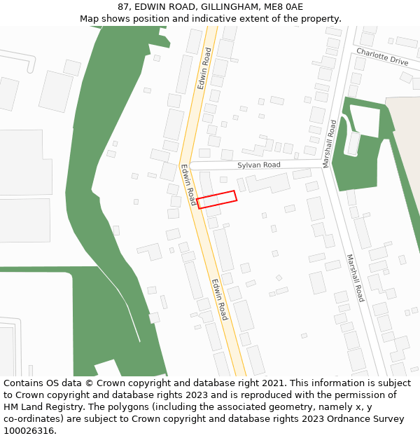 87, EDWIN ROAD, GILLINGHAM, ME8 0AE: Location map and indicative extent of plot