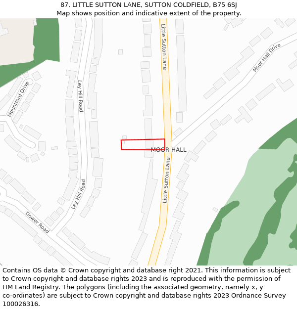 87, LITTLE SUTTON LANE, SUTTON COLDFIELD, B75 6SJ: Location map and indicative extent of plot