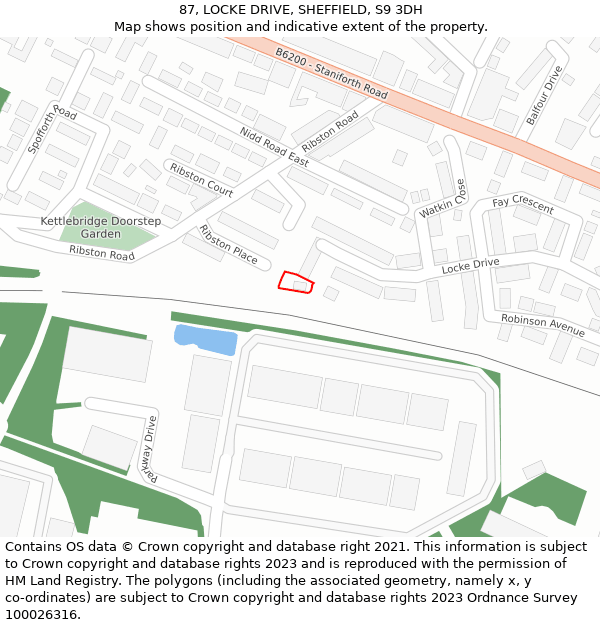 87, LOCKE DRIVE, SHEFFIELD, S9 3DH: Location map and indicative extent of plot