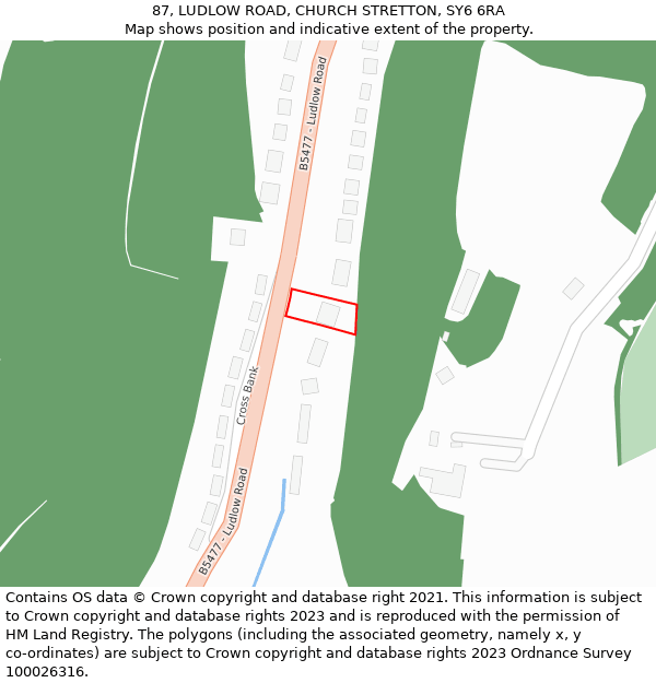 87, LUDLOW ROAD, CHURCH STRETTON, SY6 6RA: Location map and indicative extent of plot