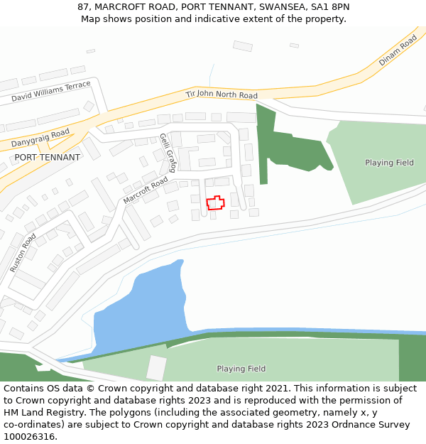 87, MARCROFT ROAD, PORT TENNANT, SWANSEA, SA1 8PN: Location map and indicative extent of plot