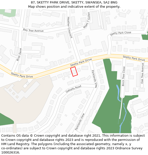 87, SKETTY PARK DRIVE, SKETTY, SWANSEA, SA2 8NG: Location map and indicative extent of plot