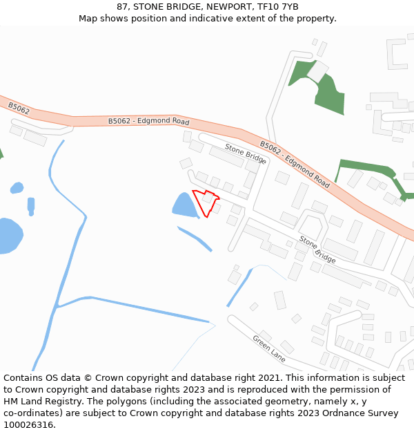 87, STONE BRIDGE, NEWPORT, TF10 7YB: Location map and indicative extent of plot