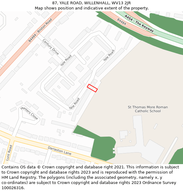 87, YALE ROAD, WILLENHALL, WV13 2JR: Location map and indicative extent of plot