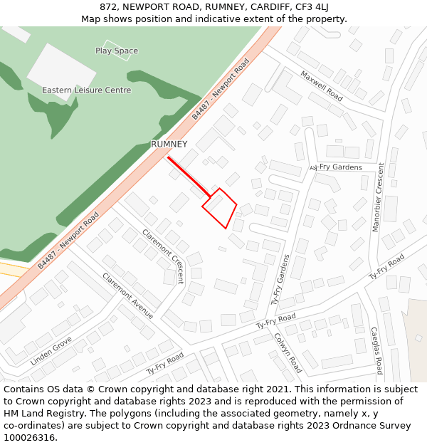 872, NEWPORT ROAD, RUMNEY, CARDIFF, CF3 4LJ: Location map and indicative extent of plot