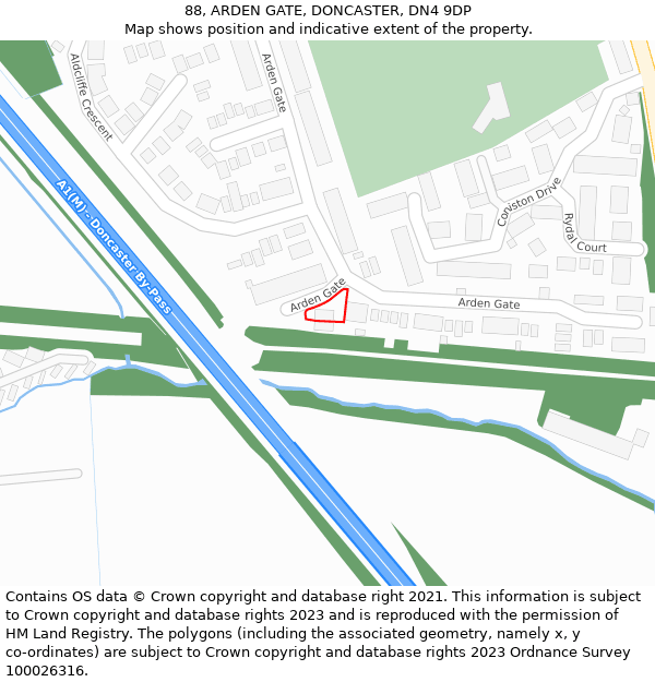 88, ARDEN GATE, DONCASTER, DN4 9DP: Location map and indicative extent of plot