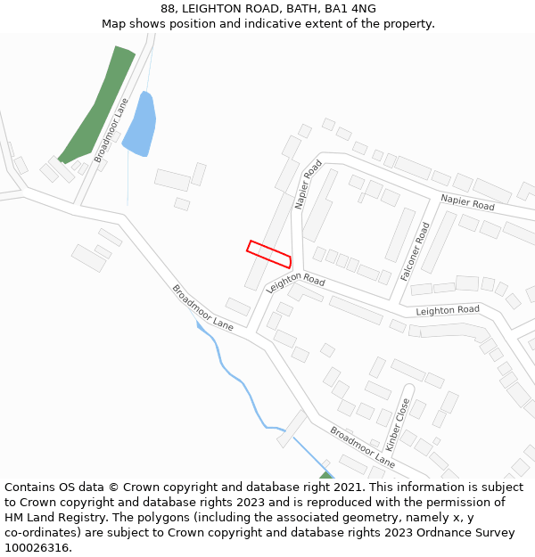 88, LEIGHTON ROAD, BATH, BA1 4NG: Location map and indicative extent of plot