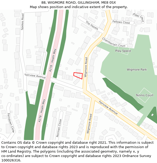 88, WIGMORE ROAD, GILLINGHAM, ME8 0SX: Location map and indicative extent of plot