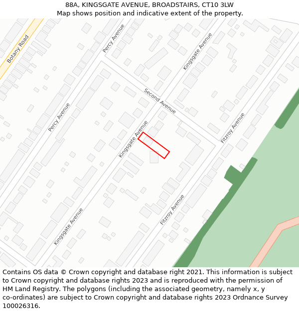 88A, KINGSGATE AVENUE, BROADSTAIRS, CT10 3LW: Location map and indicative extent of plot