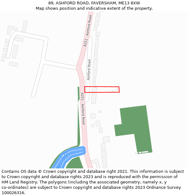 89, ASHFORD ROAD, FAVERSHAM, ME13 8XW: Location map and indicative extent of plot
