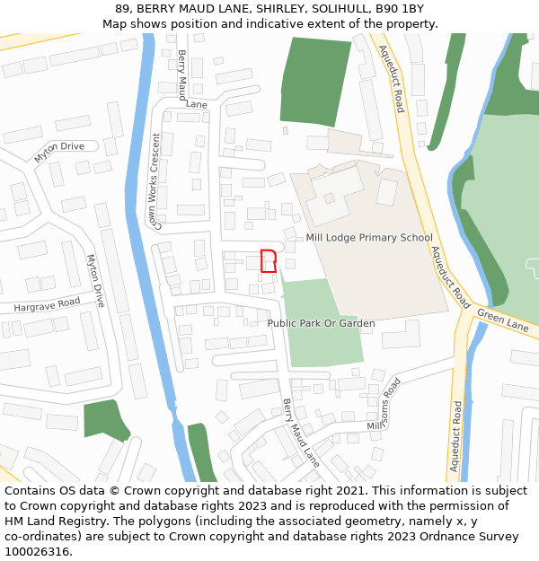 89, BERRY MAUD LANE, SHIRLEY, SOLIHULL, B90 1BY: Location map and indicative extent of plot