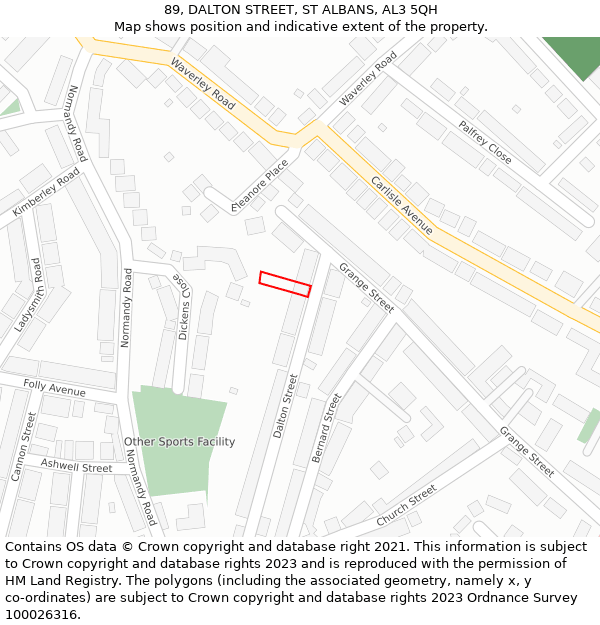 89, DALTON STREET, ST ALBANS, AL3 5QH: Location map and indicative extent of plot