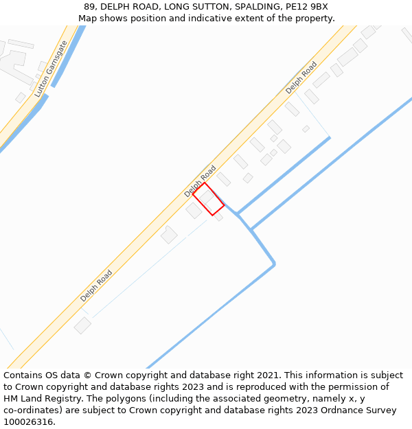 89, DELPH ROAD, LONG SUTTON, SPALDING, PE12 9BX: Location map and indicative extent of plot