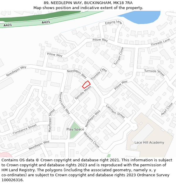 89, NEEDLEPIN WAY, BUCKINGHAM, MK18 7RA: Location map and indicative extent of plot