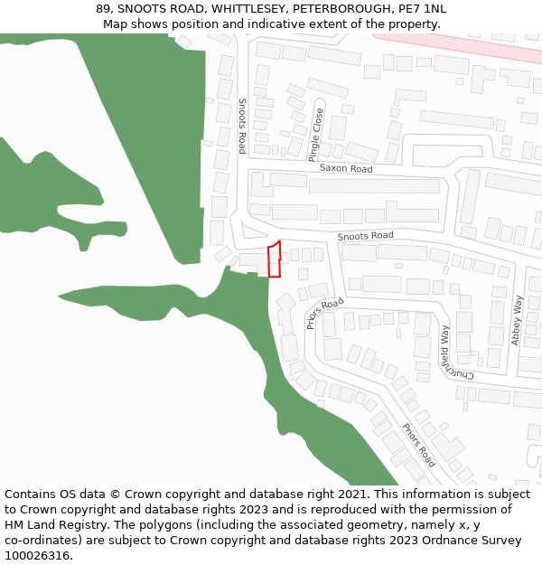 89, SNOOTS ROAD, WHITTLESEY, PETERBOROUGH, PE7 1NL: Location map and indicative extent of plot