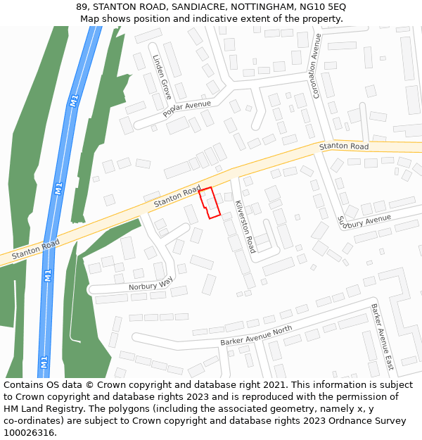 89, STANTON ROAD, SANDIACRE, NOTTINGHAM, NG10 5EQ: Location map and indicative extent of plot