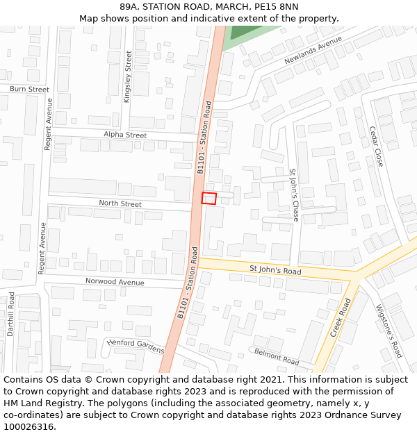 89A, STATION ROAD, MARCH, PE15 8NN: Location map and indicative extent of plot