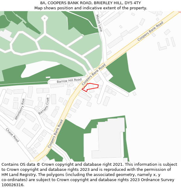 8A, COOPERS BANK ROAD, BRIERLEY HILL, DY5 4TY: Location map and indicative extent of plot