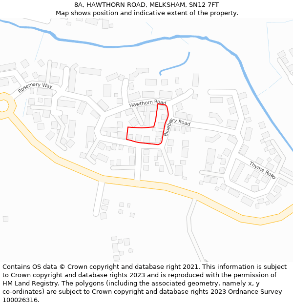 8A, HAWTHORN ROAD, MELKSHAM, SN12 7FT: Location map and indicative extent of plot