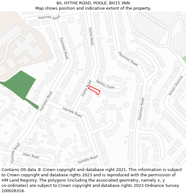 8A, HYTHE ROAD, POOLE, BH15 3NN: Location map and indicative extent of plot
