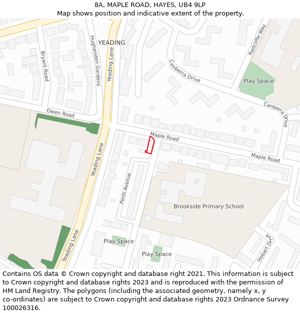 8A, MAPLE ROAD, HAYES, UB4 9LP: Location map and indicative extent of plot