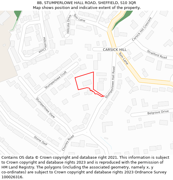 8B, STUMPERLOWE HALL ROAD, SHEFFIELD, S10 3QR: Location map and indicative extent of plot