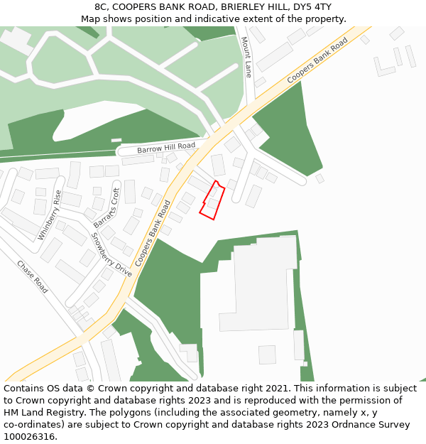 8C, COOPERS BANK ROAD, BRIERLEY HILL, DY5 4TY: Location map and indicative extent of plot