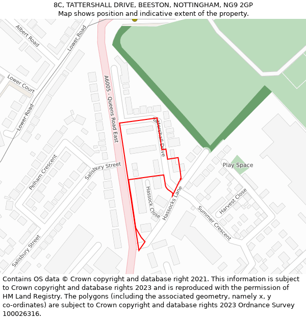 8C, TATTERSHALL DRIVE, BEESTON, NOTTINGHAM, NG9 2GP: Location map and indicative extent of plot