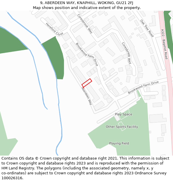 9, ABERDEEN WAY, KNAPHILL, WOKING, GU21 2FJ: Location map and indicative extent of plot