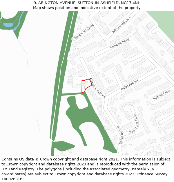 9, ABINGTON AVENUE, SUTTON-IN-ASHFIELD, NG17 4NH: Location map and indicative extent of plot