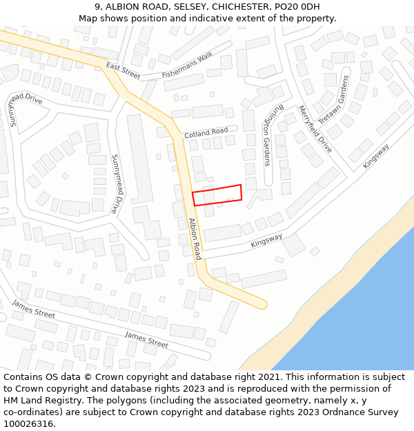 9, ALBION ROAD, SELSEY, CHICHESTER, PO20 0DH: Location map and indicative extent of plot