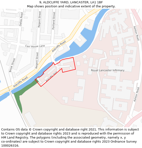 9, ALDCLIFFE YARD, LANCASTER, LA1 1BF: Location map and indicative extent of plot