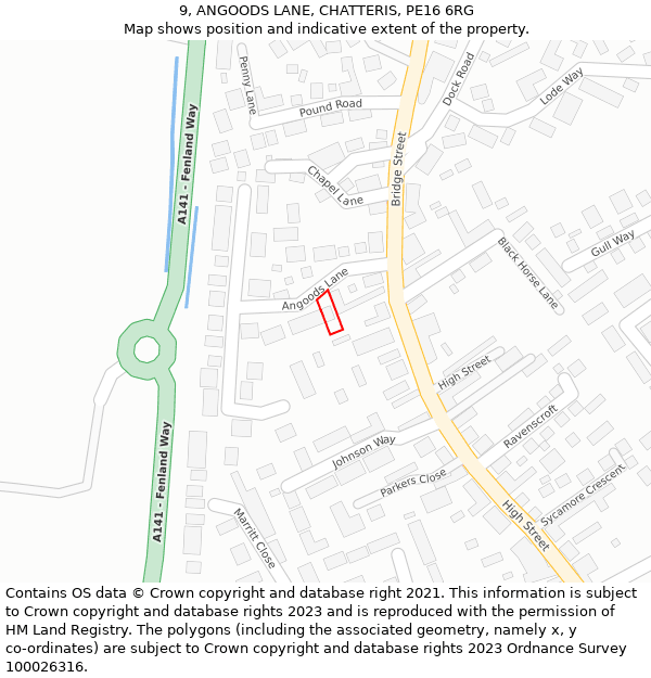 9, ANGOODS LANE, CHATTERIS, PE16 6RG: Location map and indicative extent of plot