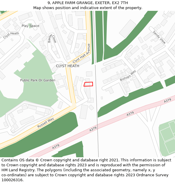 9, APPLE FARM GRANGE, EXETER, EX2 7TH: Location map and indicative extent of plot