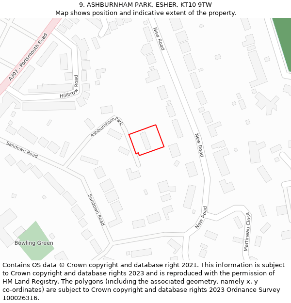 9, ASHBURNHAM PARK, ESHER, KT10 9TW: Location map and indicative extent of plot