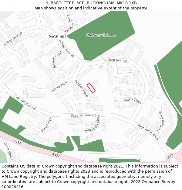 9, BARTLETT PLACE, BUCKINGHAM, MK18 1XB: Location map and indicative extent of plot