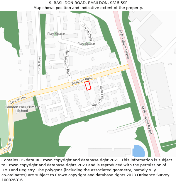 9, BASILDON ROAD, BASILDON, SS15 5SF: Location map and indicative extent of plot