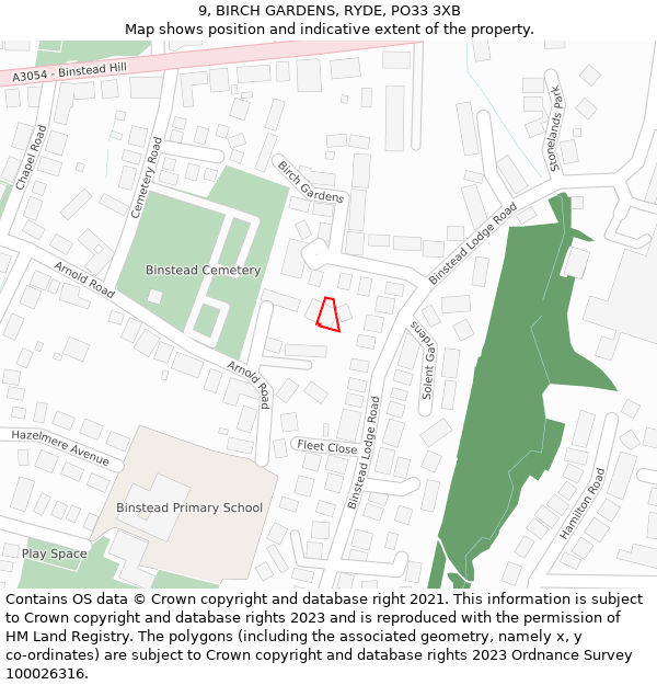 9, BIRCH GARDENS, RYDE, PO33 3XB: Location map and indicative extent of plot