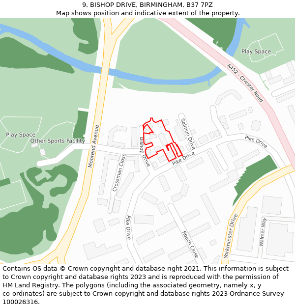 9, BISHOP DRIVE, BIRMINGHAM, B37 7PZ: Location map and indicative extent of plot