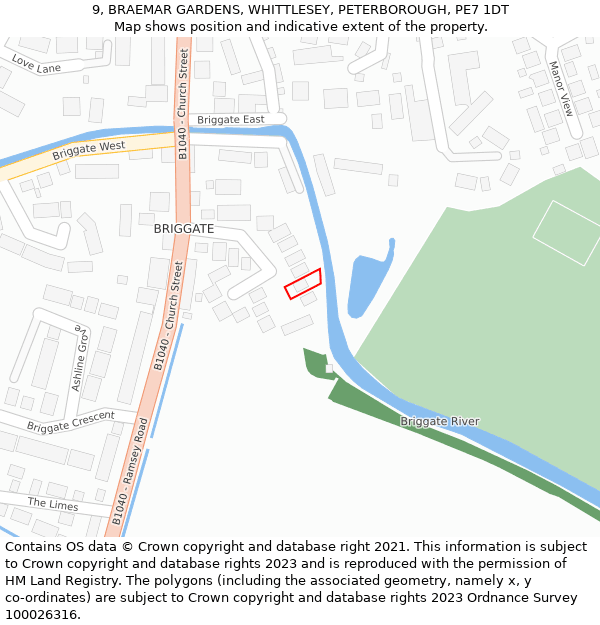 9, BRAEMAR GARDENS, WHITTLESEY, PETERBOROUGH, PE7 1DT: Location map and indicative extent of plot